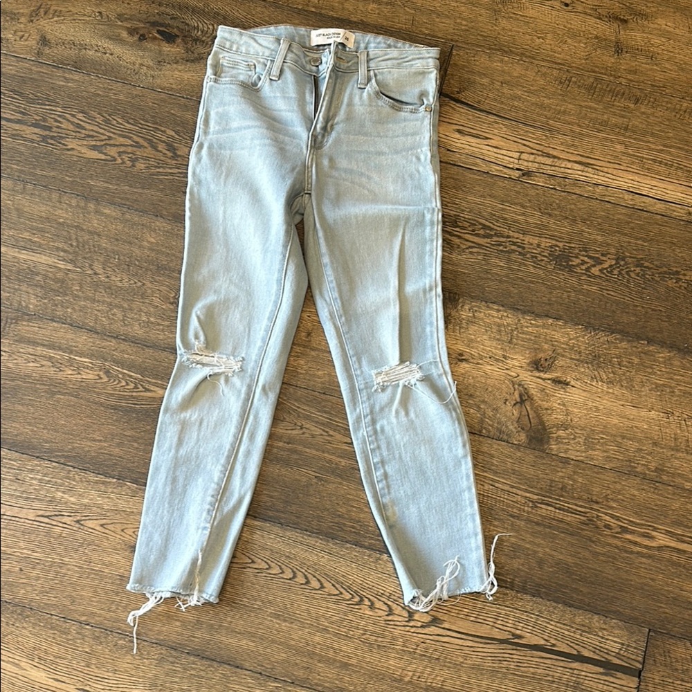 Just Black Blue Ankle Cropped Jeans with Distressed Details